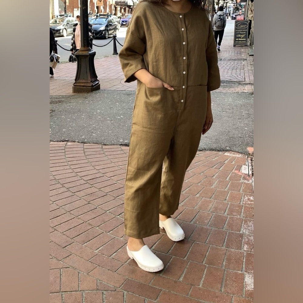 NWOT XS Beaton Linen utility jumpsuit - Sage